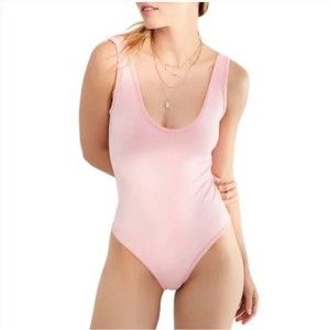 New With Tag Free People Washed Seamless Bodysuit Size XS/S Washed Pink
